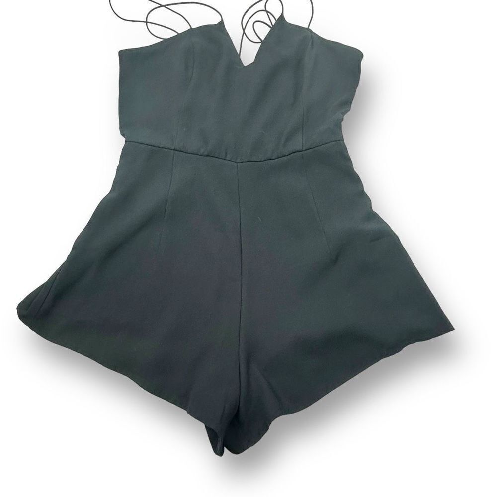 Leith‎ Women's Size M Sweetheart Shorts Romper Solid Black Strappy With Pockets